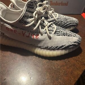 Yeezy Zebra Knit Low-Top Sneakers with Cream Sole
